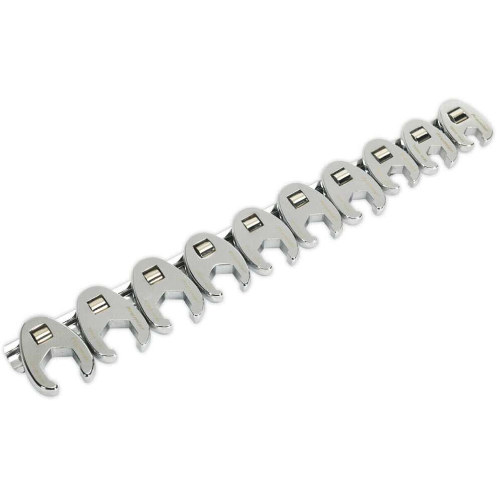 Loops 10 Pack Crows Foot Spanner Set - 3/8" Square Drive Metric Ratchet Handle Adapter