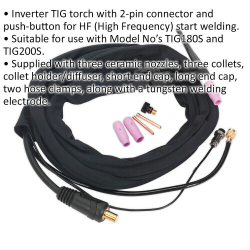 Loops 25mm Inverter TIG Welding Torch Kit with High Frequency Push Button - 2 Pin 1