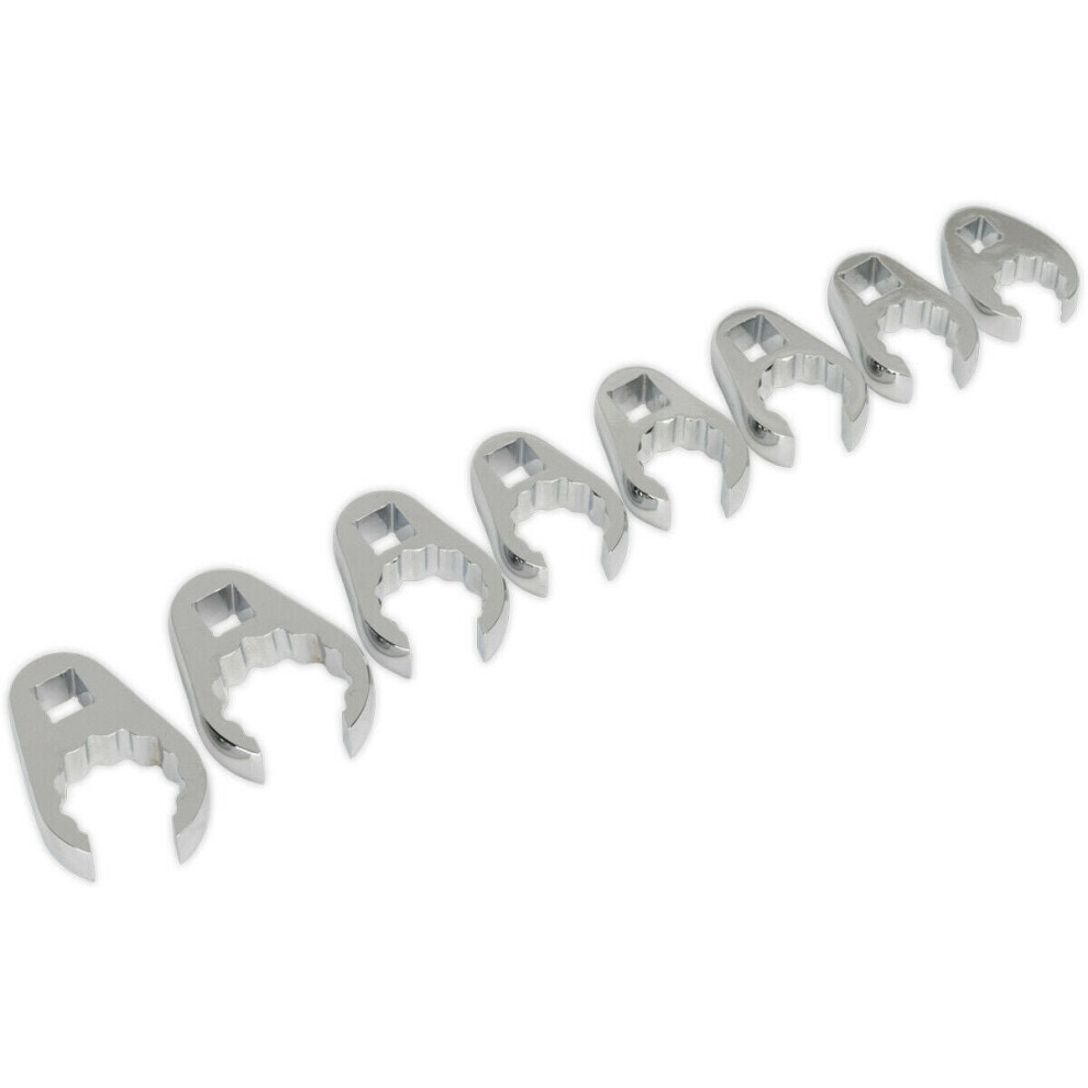 Loops 8 Pack Crows Foot Spanner Set - 1/2" Square Drive Metric Ratchet Handle Adapter
