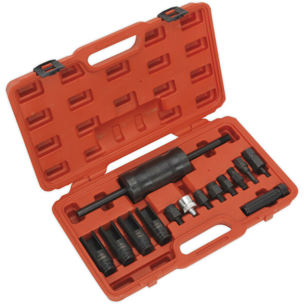 Loops 14 Piece Diesel Injector Puller Set - Ball Joint - Slide Hammer - Deep Sockets