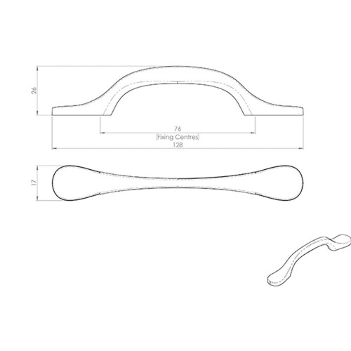 Loops 2x 128mm Shaker Style Cabinet Pull Handle 76mm Fixing Centres Satin Brass 2