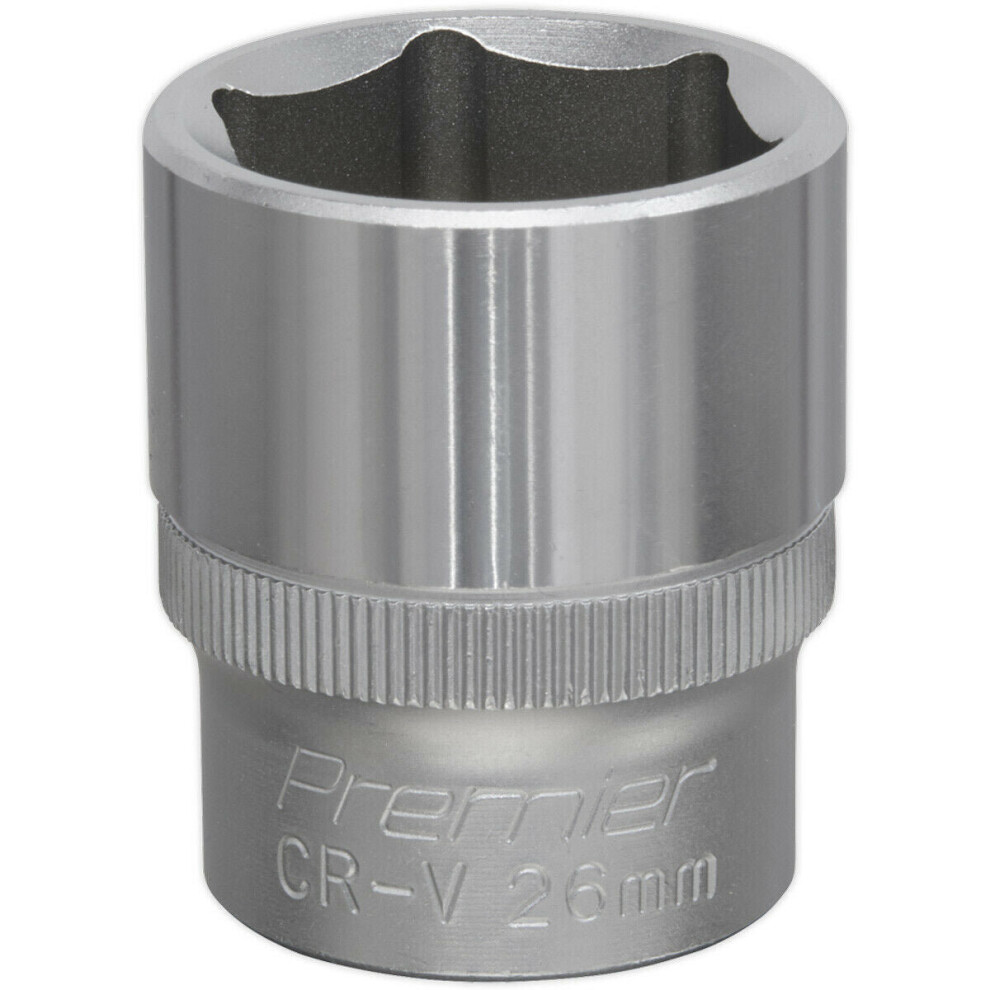 Loops 26Mm Steel Drive Socket - 1/2" Square Drive - Chrome Vanadium Wrench Socket