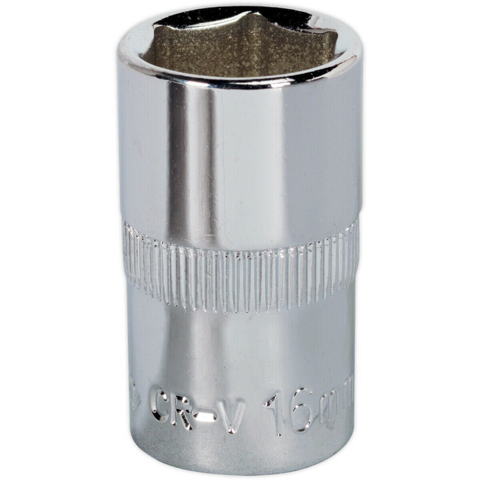 16Mm Forged Steel Drive Socket - 1/2" Square Drive - Polished Chrome Vanadium 5056581922588