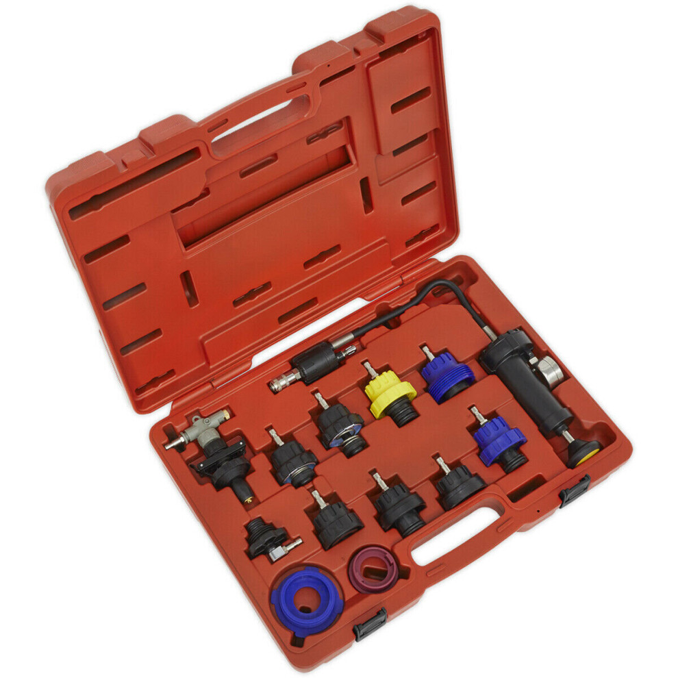 13 Piece Cooling System Pressure Testing Kit - Leakage Tester Set - Storage Case