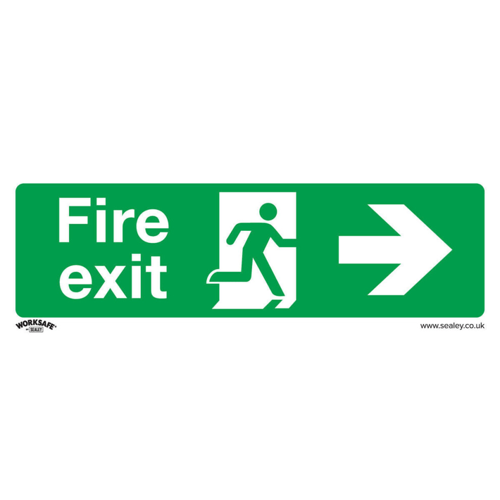 1x FIRE EXIT (RIGHT) Health & Safety Sign - Rigid Plastic 300 x 100mm Warning