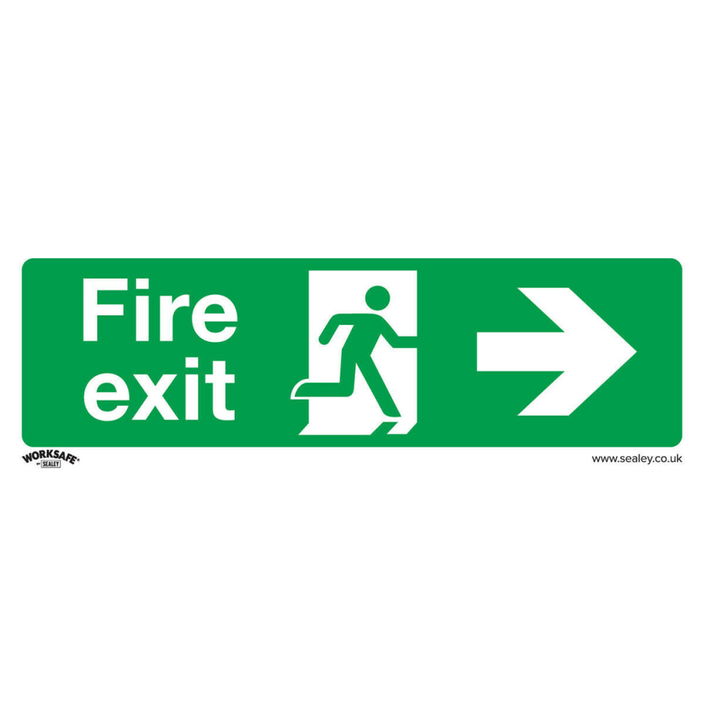 Loops 10X Fire Exit (Right) Health & Safety Sign - Rigid Plastic 300 X 100Mm Warning