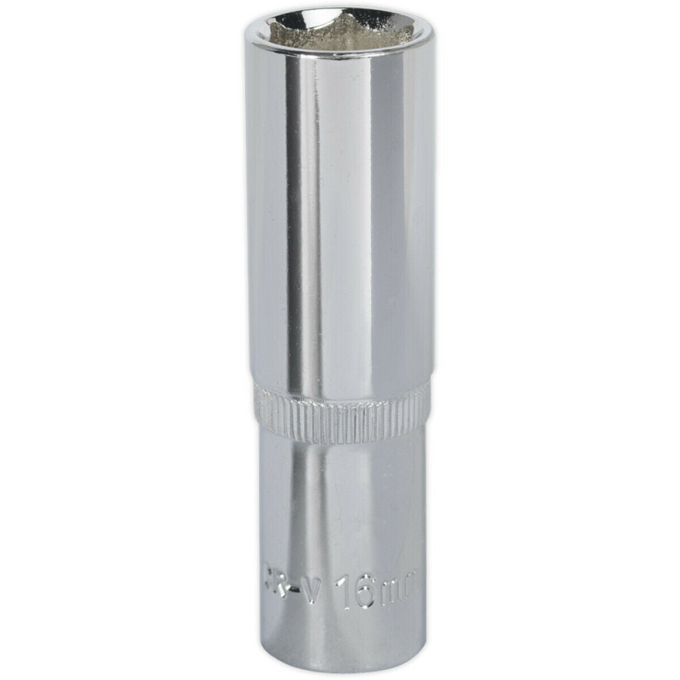 16Mm Forged Steel Deep Drive Socket - 1/2" Square Drive Polished Chrome Vanadium 5056581922595