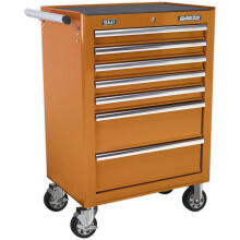 685 x 465 x 1005mm 7 Drawer ORANGE Portable Tool Chest Locking Mobile Storage