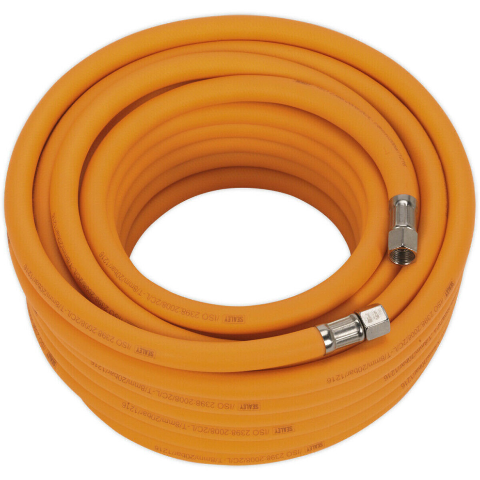 High-Visibility Hybrid Air Hose with 1/4 Inch BSP Unions - 15 Metres - 8mm Bore