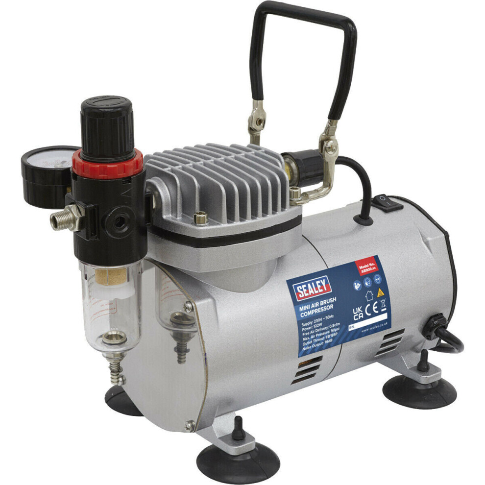 Mini Air Brush Compressor - Quiet Running - 122W Electric Motor - Oil Free