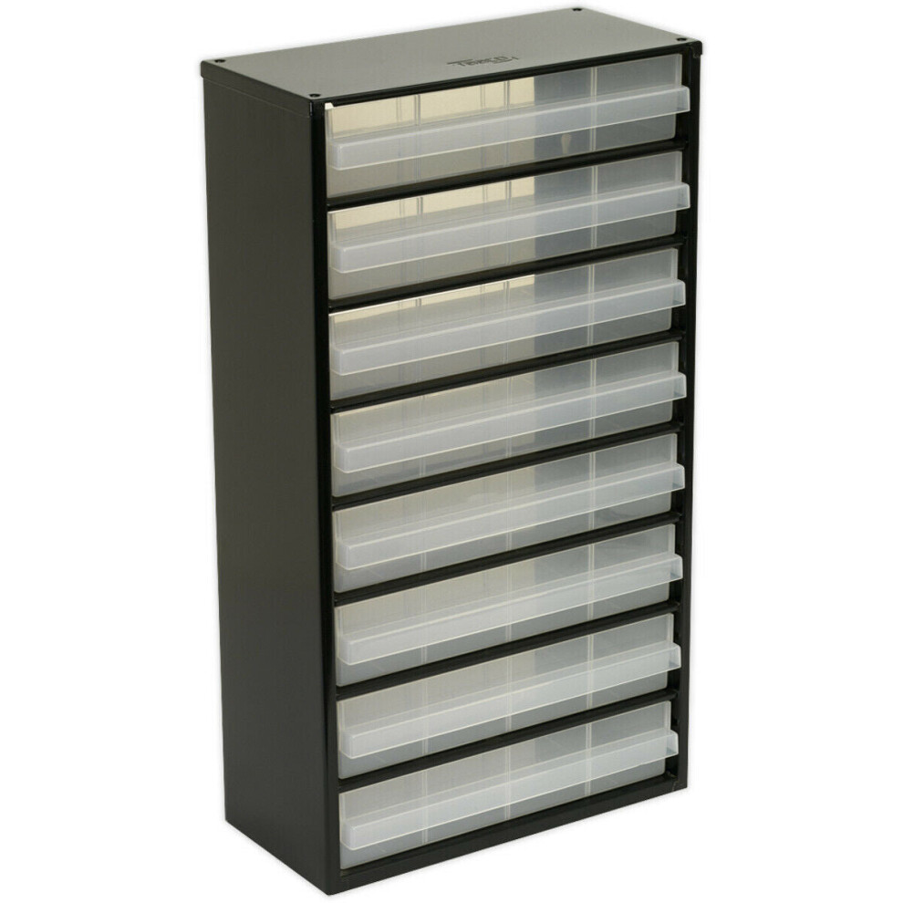 305 x 155 x 555mm 8 Drawer Parts Cabinet - BLACK - Wall Mounted / Standing Box