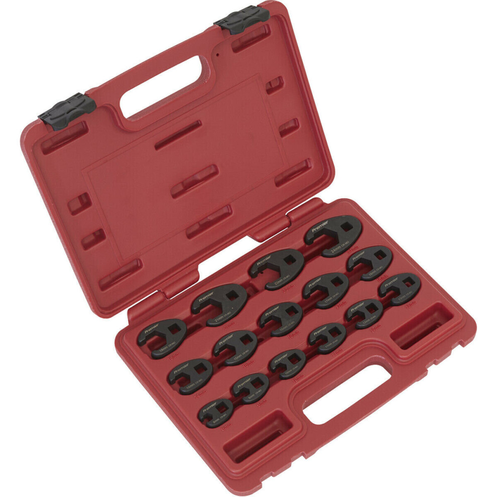 Loops 15Pc Crows Foot Nut Spanner Socket Set - 3/8" Square Drive Ratchet - Phosphate