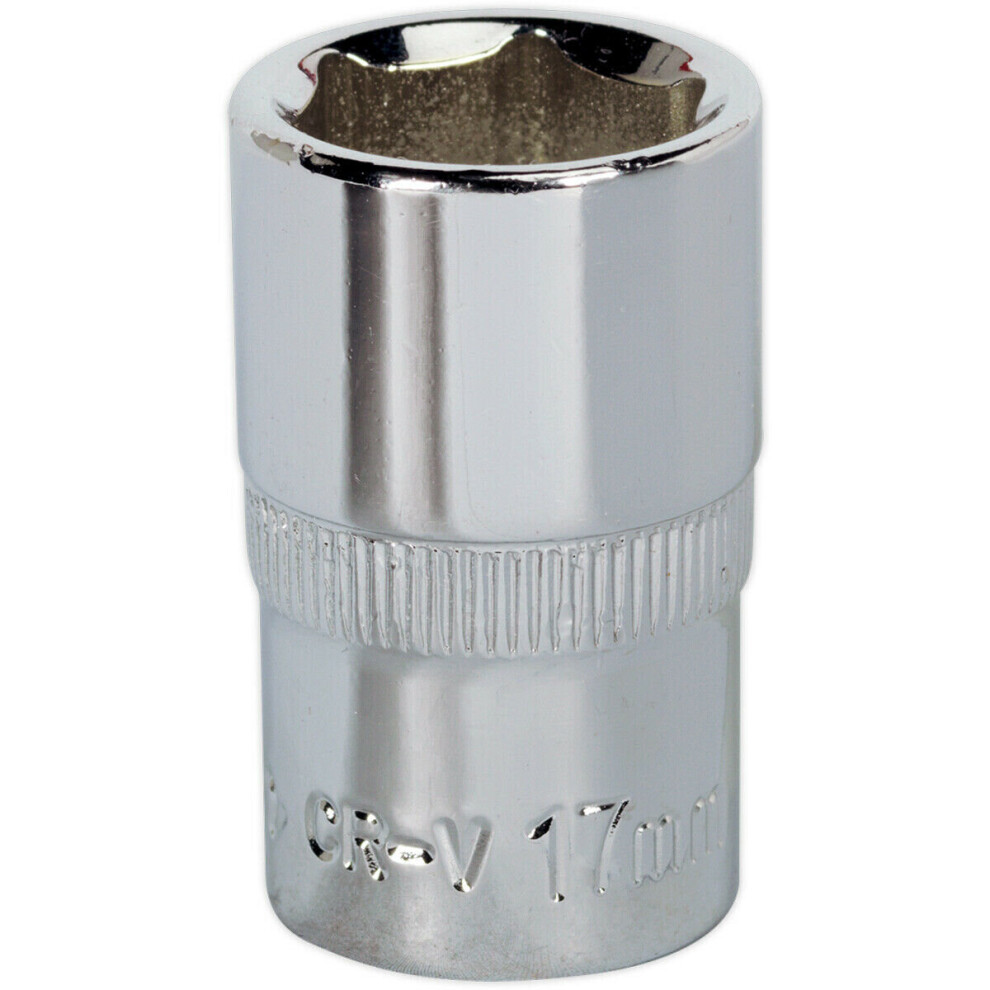 Loops 17Mm Forged Steel Drive Socket - 1/2" Square Drive - Polished Chrome Vanadium