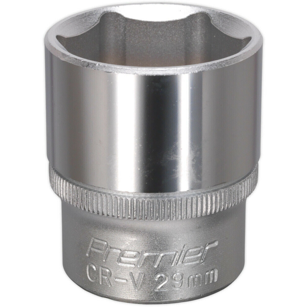 Loops 29Mm Steel Drive Socket - 1/2" Square Drive - Chrome Vanadium Wrench Socket