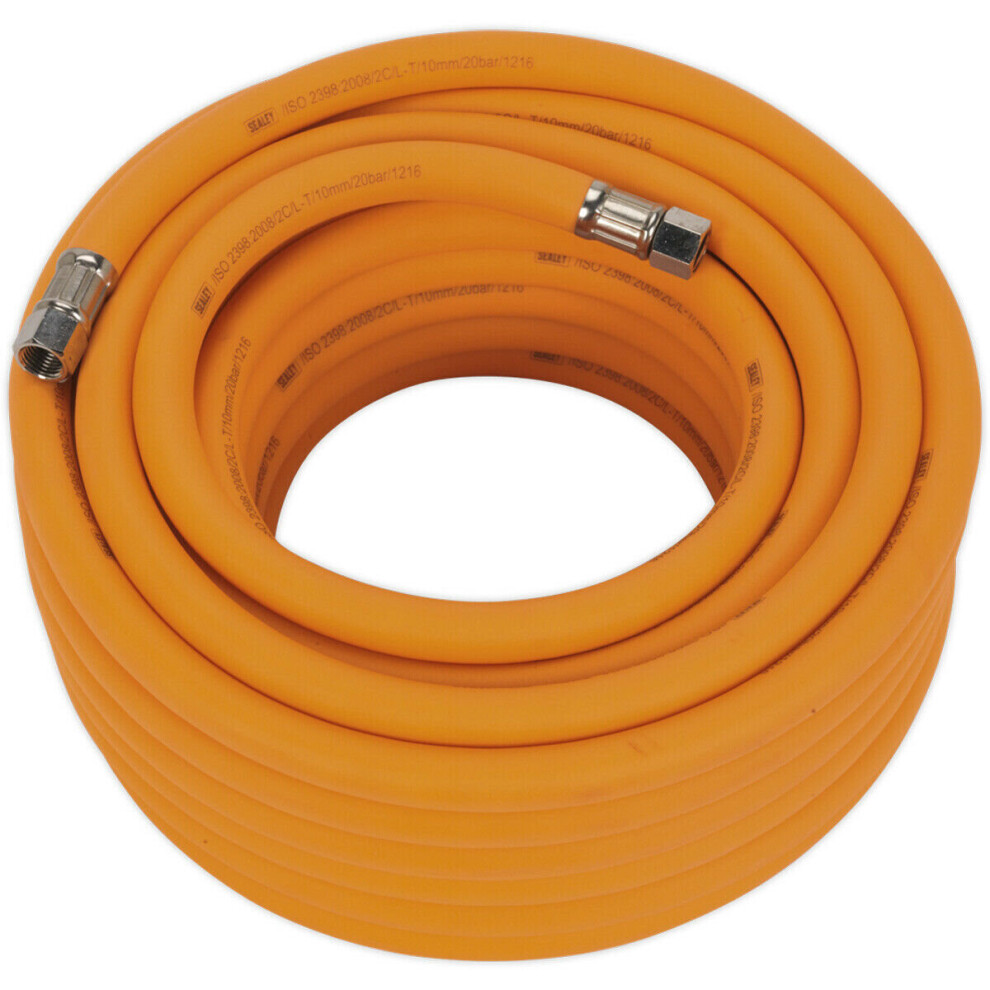 High-Visibility Hybrid Air Hose with 1/4 Inch BSP Unions - 15 Metres - 10mm Bore