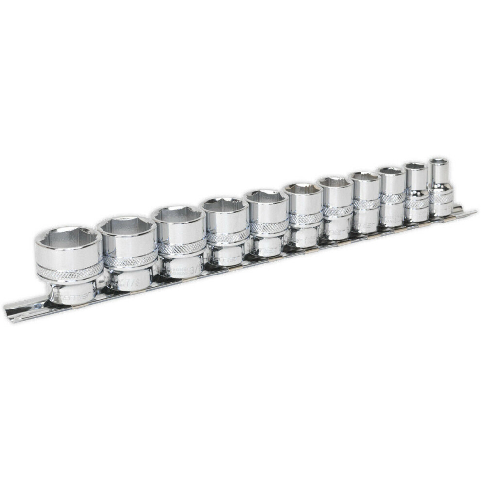 11 PACK Socket Set 3/8" Imperial Square Drive - 6 Point LOCK-ON Rounded Heads