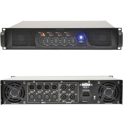 Loops POWERFUL 1600W 4 Channel Zone Quad Power Amplifier 2 Ohm Studio Speaker System 2