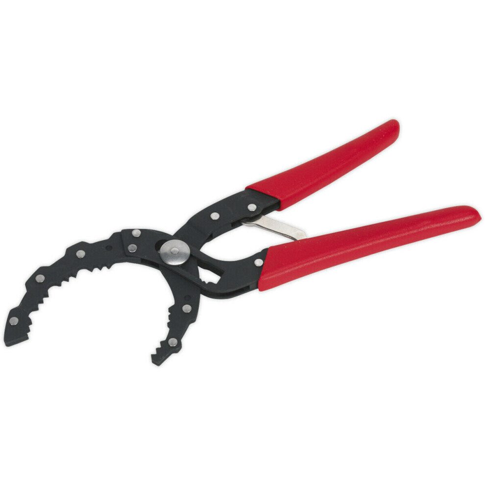 Auto-Adjusting Oil Filter Pliers - 60mm to 120mm Jaw Capacity - Serrated Jaws