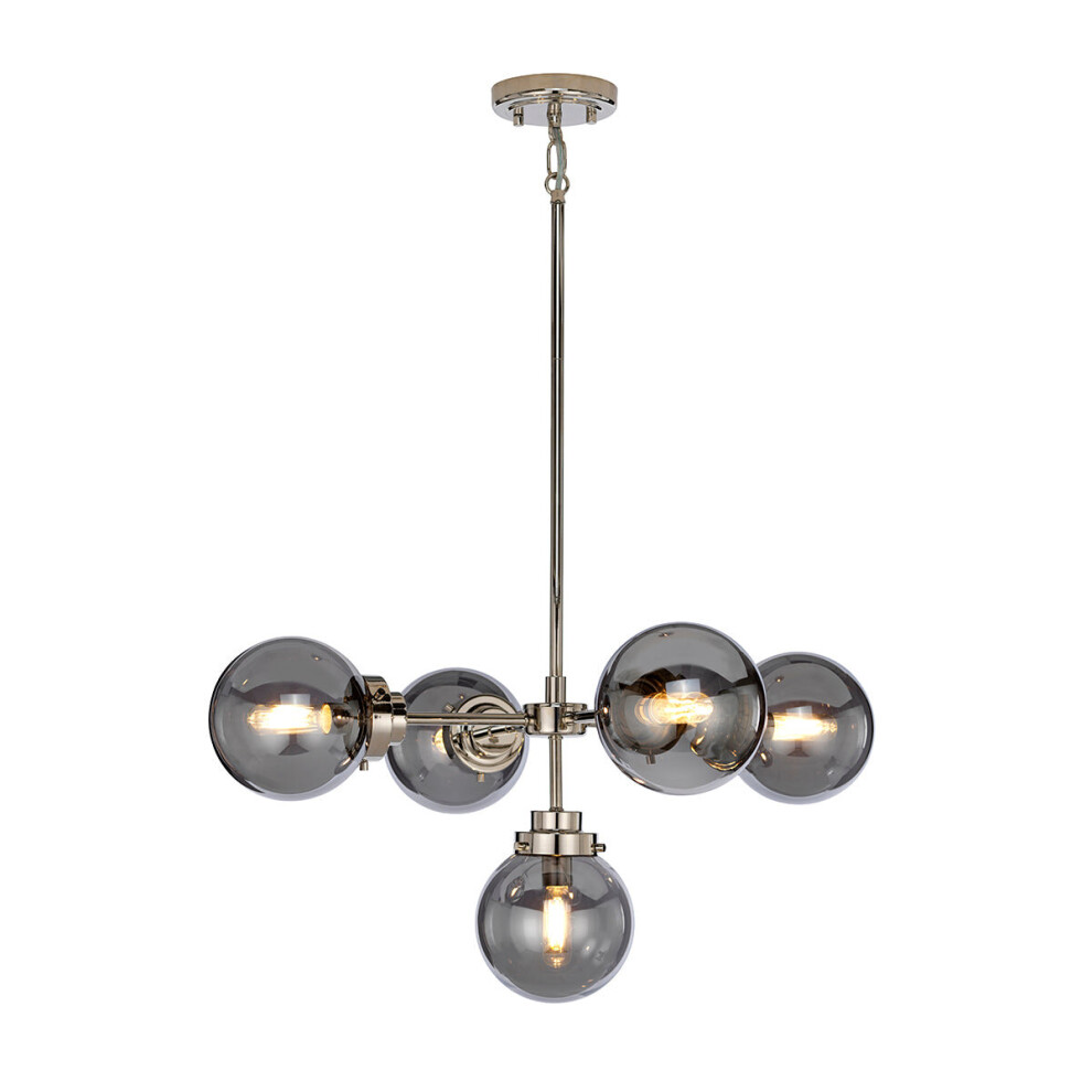 5 Bulb Chandelier LIght Highly Polished Nickel LED E14 8W LED