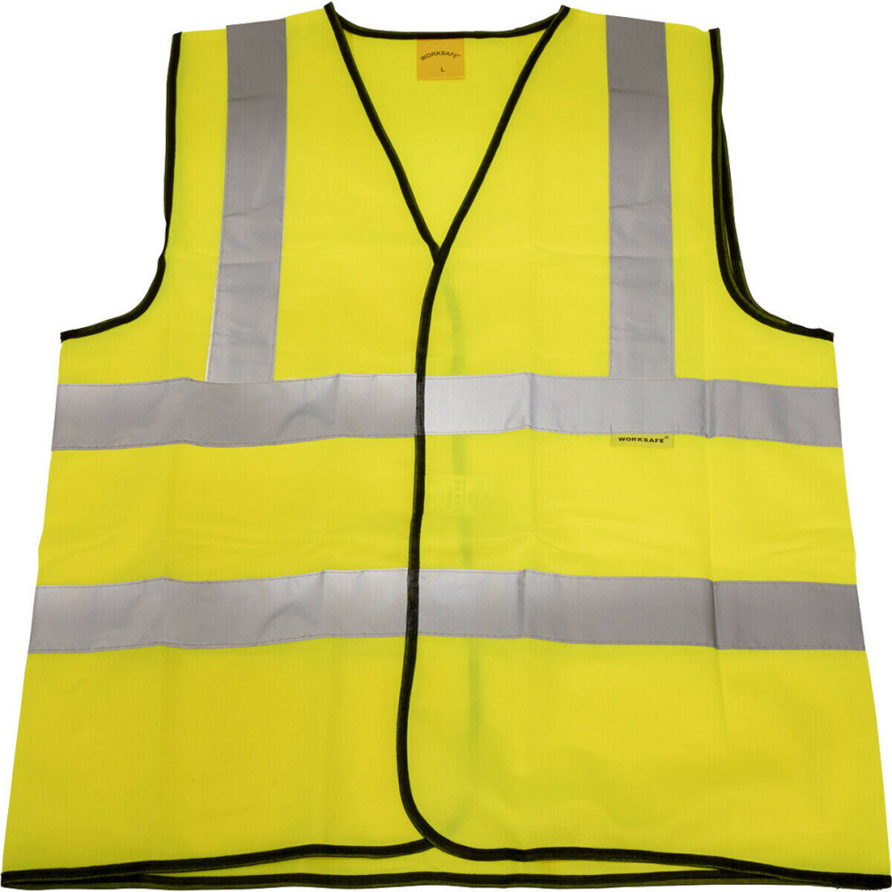 LARGE Yellow Hi Vis Waistcoat Ã¢ Work Site Road Builder Contractor Ã¢ Safety Wear