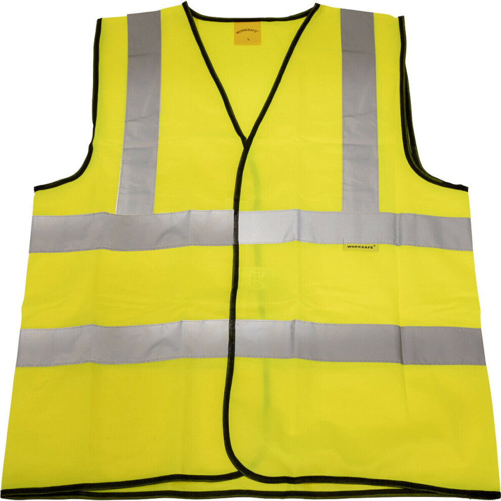 Large Yellow Hi Vis Waistcoat Ã¢ Work Site Road Builder Contractor Ã¢ Safety Wear 5056524237465