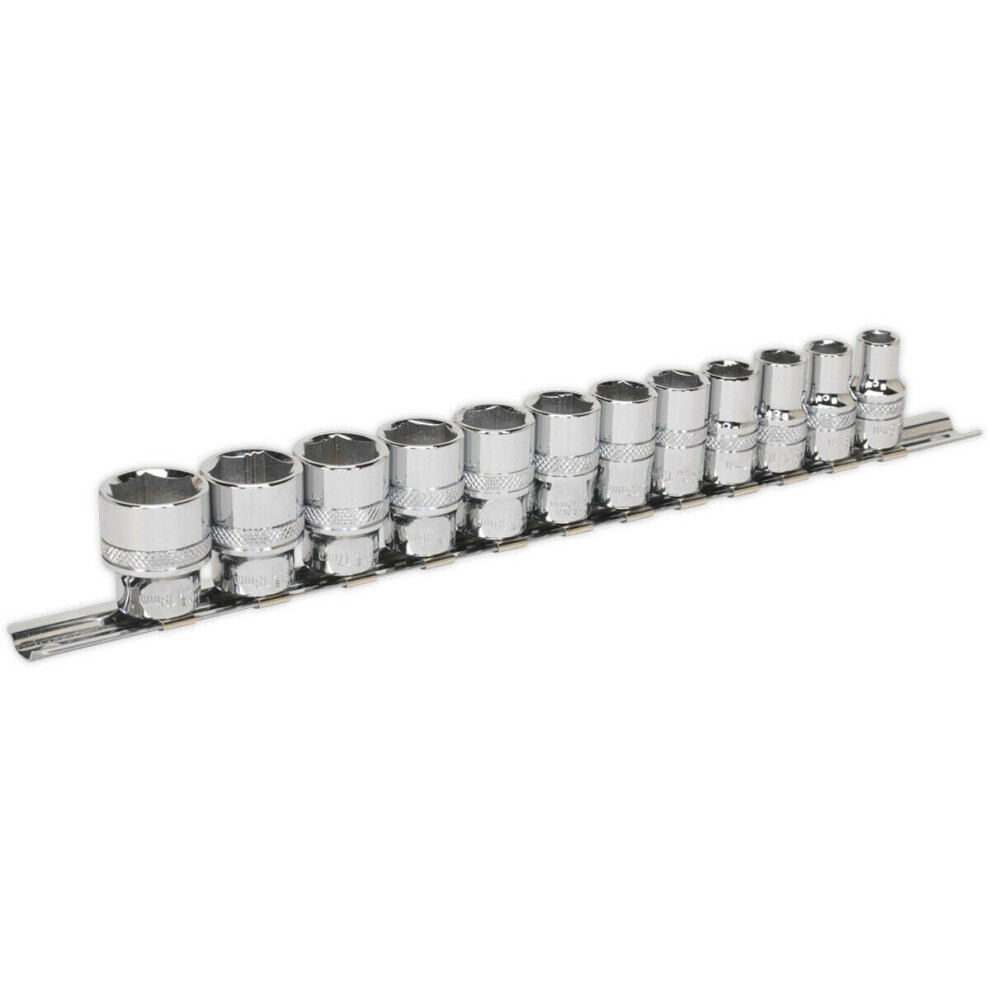 12 Pack Socket Set 3/8" Metric Square Drive - 6 Point Lock-On Rounded Heads