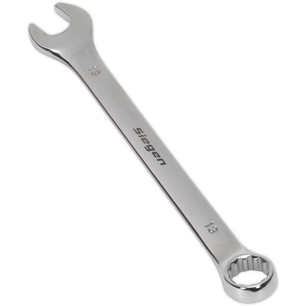 Hardened Steel Combination Spanner - 13mm - Polished Chrome Vanadium Wrench