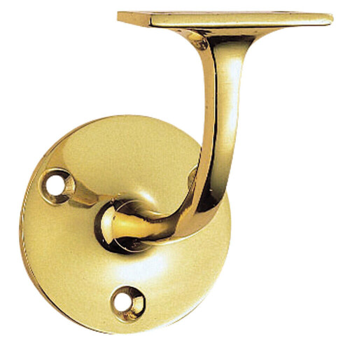 Loops 2x Lightweight Handrail Bannister Bracket 72mm Projection Polished Brass 1