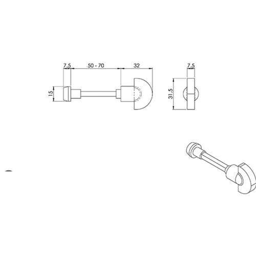 Loops Spare Slim Thumbturn Lock and Release Handle 80mm Spindle Polished Chrome 2