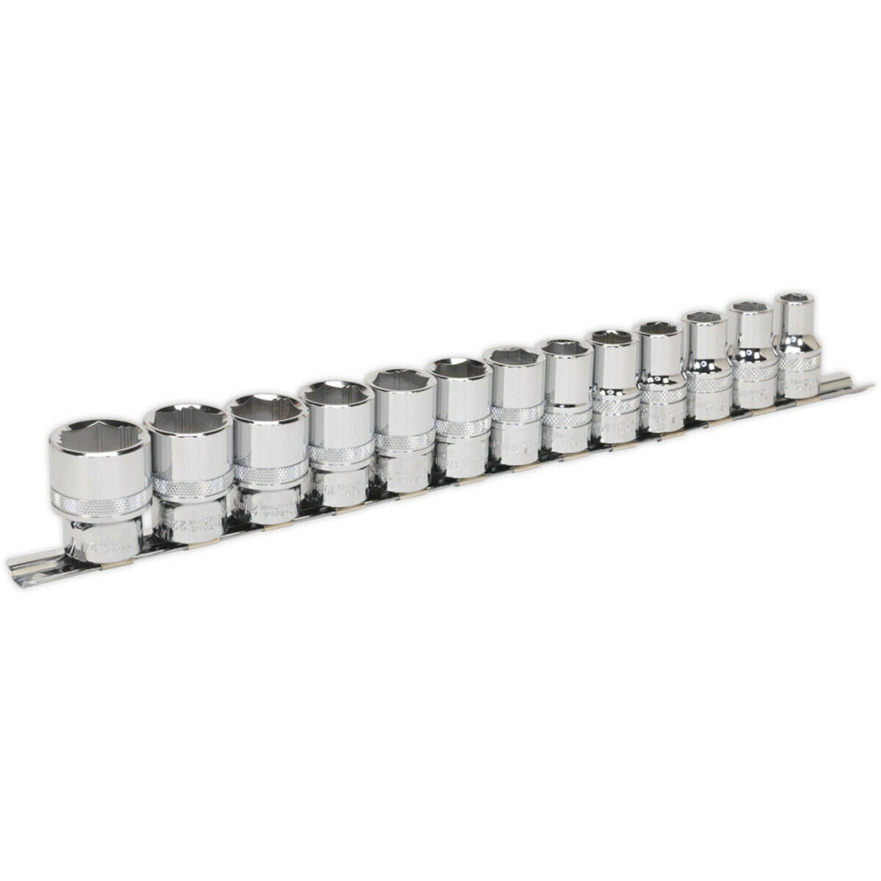 Loops 13 Pack Socket Set 1/2" Metric Square Drive - 6 Point Lock-On Rounded Heads
