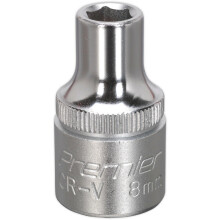 8mm Steel Drive Socket - 1/2" Square Drive - Chrome Vanadium Wrench Socket