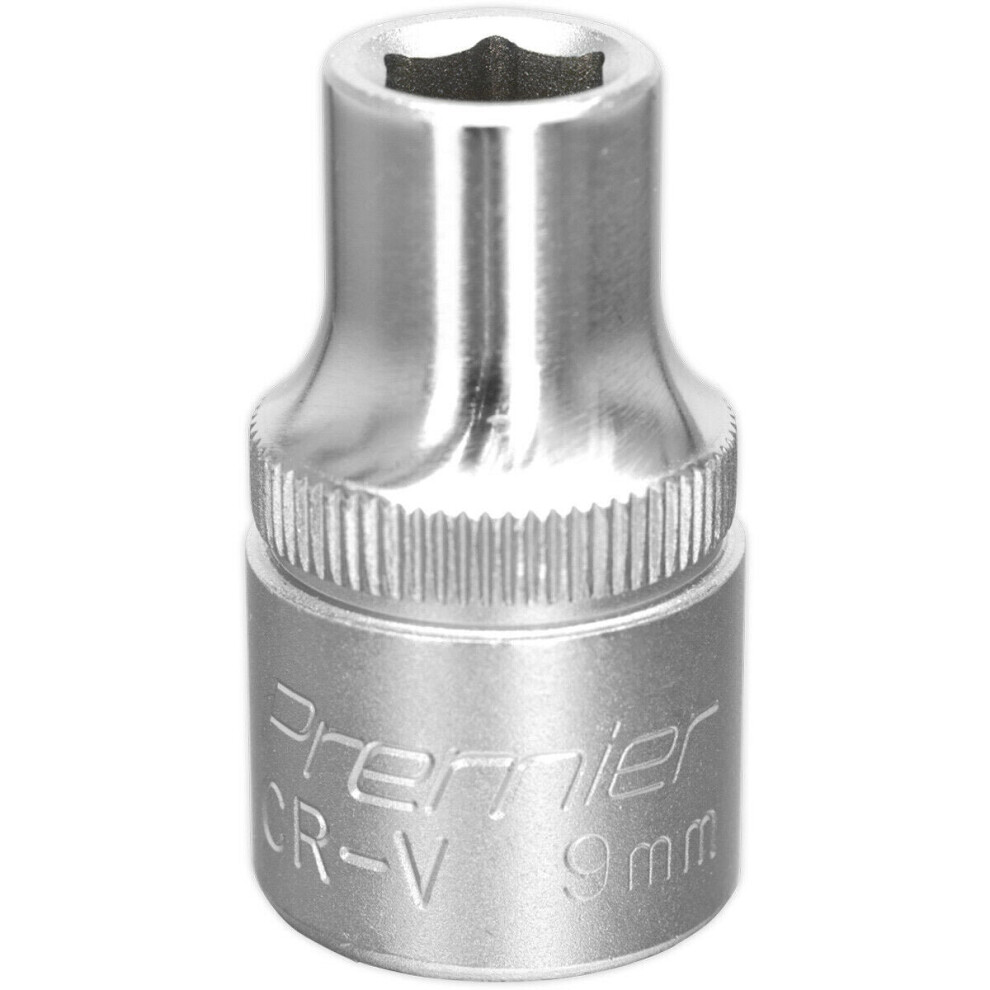 Loops 9Mm Steel Drive Socket - 1/2" Square Drive - Chrome Vanadium Wrench Socket