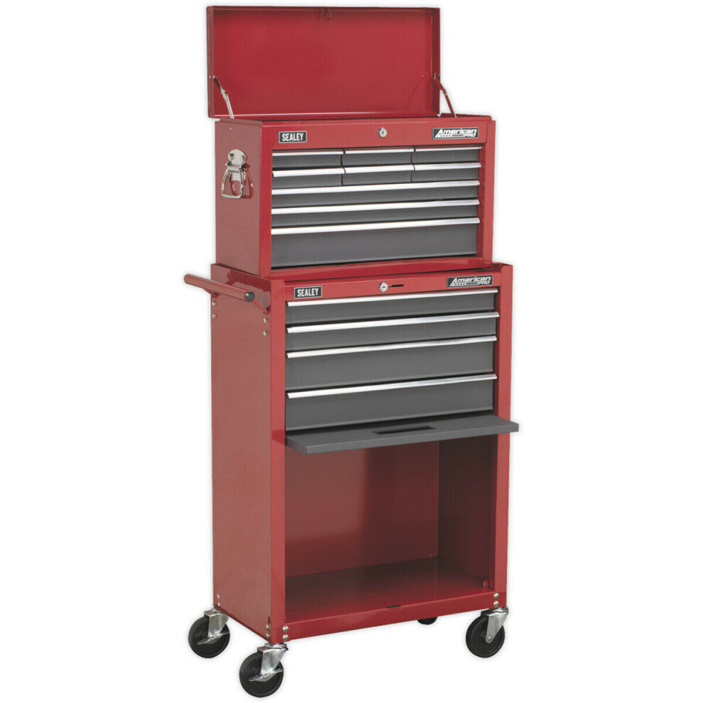 615 x 330 x 1315mm 13 Drawer Combination Tool Chest - RED Mobile Storage Box
