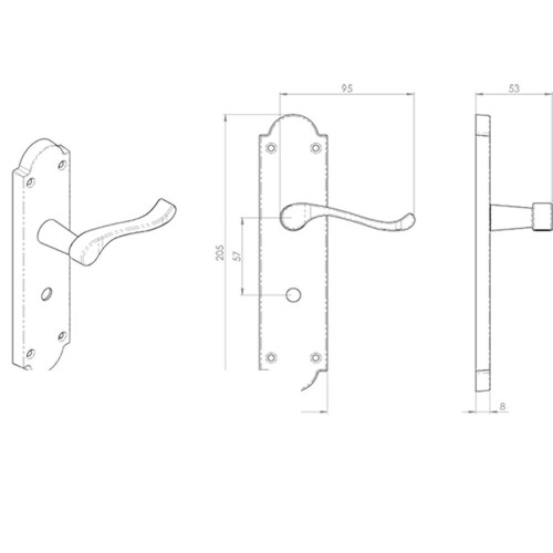Loops 4x PAIR Victorian Scroll Handle on Bathroom Backplate 205 x 49mm Satin Chrome 2