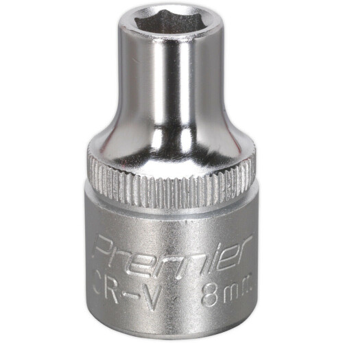 Loops 8mm Steel Drive Socket - 1/2" Square Drive - Chrome Vanadium Wrench Socket 2