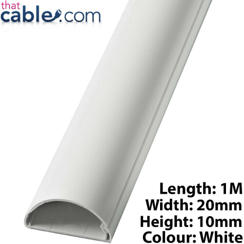 1m 20mm x 10mm White Coaxial Cable Trunking Conduit Cover AV TV