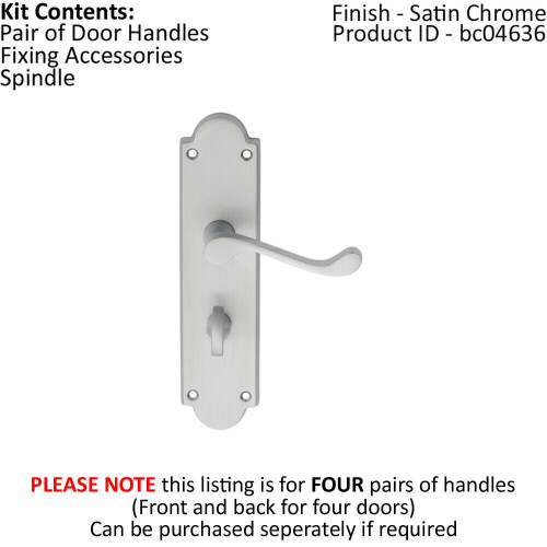 Loops 4x PAIR Victorian Scroll Handle on Bathroom Backplate 205 x 49mm Satin Chrome 1