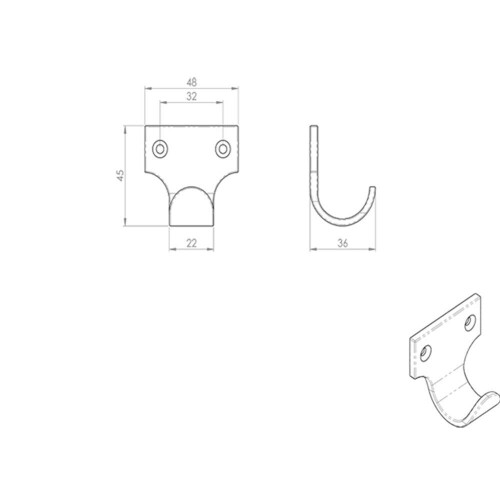 Loops Cast Sash Window Lift 32mm Fixing Centres 48 x 45mm Polished Brass 2