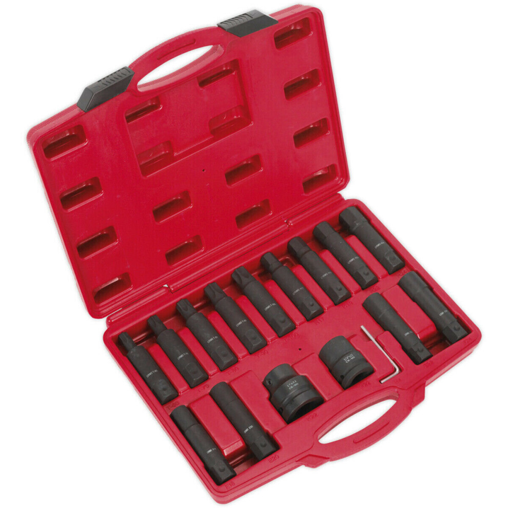 16pc TRX Male / Female & Hex IMPACT Socket Bit Set - 3/4" & 1" Square Drive