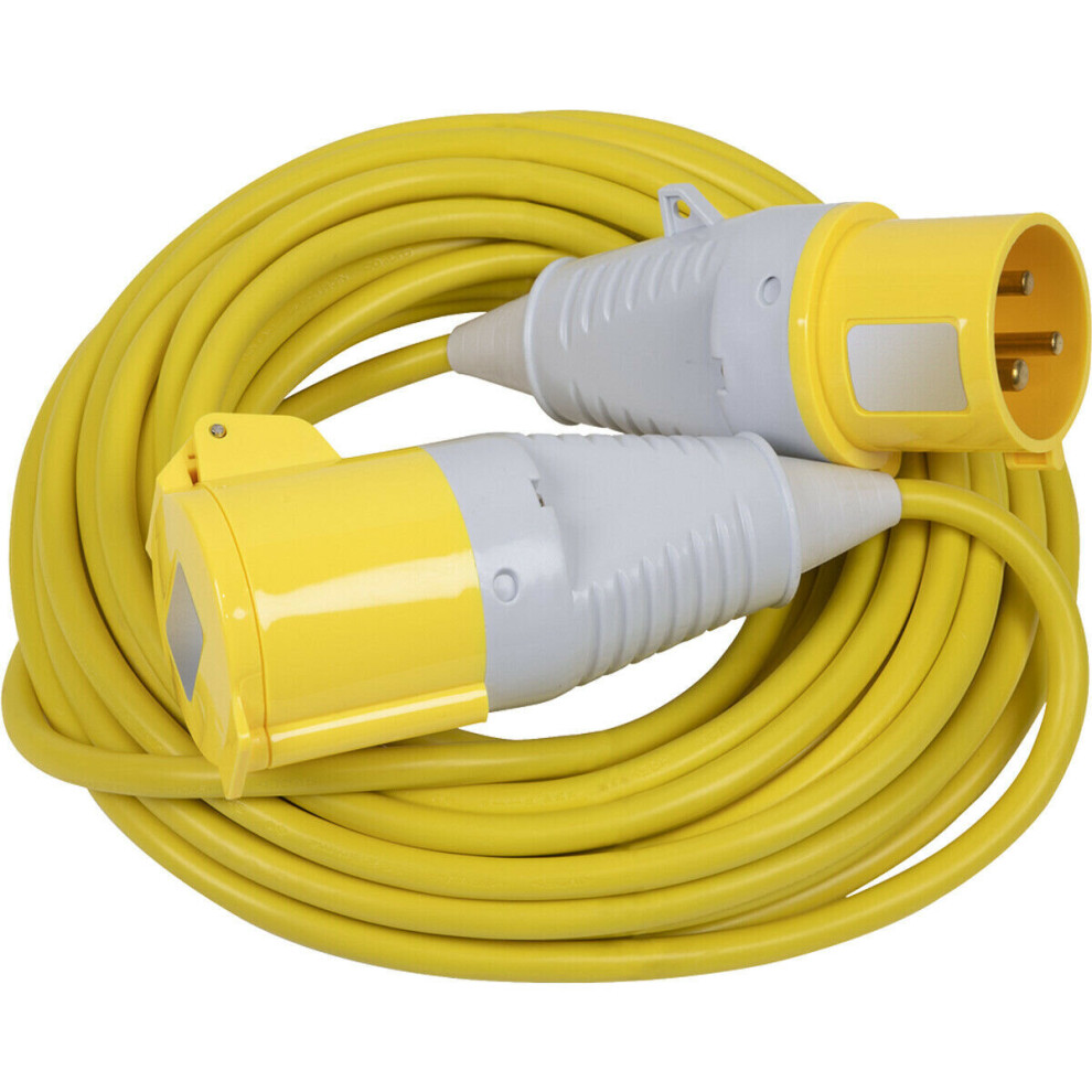 14m Extension Lead Fitted with 32A 110V Plug - Single 110V Socket - IP44 Rated