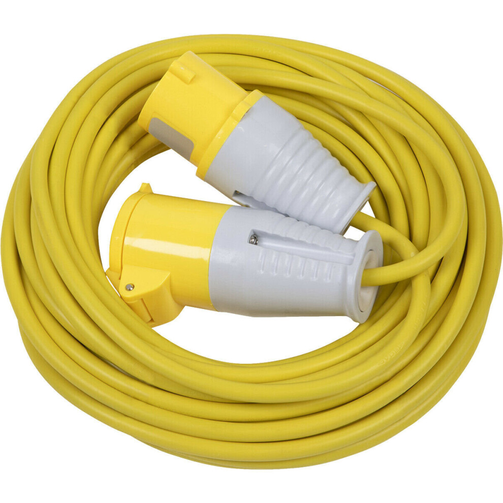 14m Extension Lead Fitted with 16A 110V Plug - Single 110V Socket - 2.5mm Cable