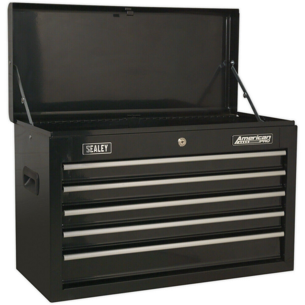 Loops 660 X 305 X 430Mm Black 5 Drawer Topchest Tool Chest Storage Unit - High Gloss