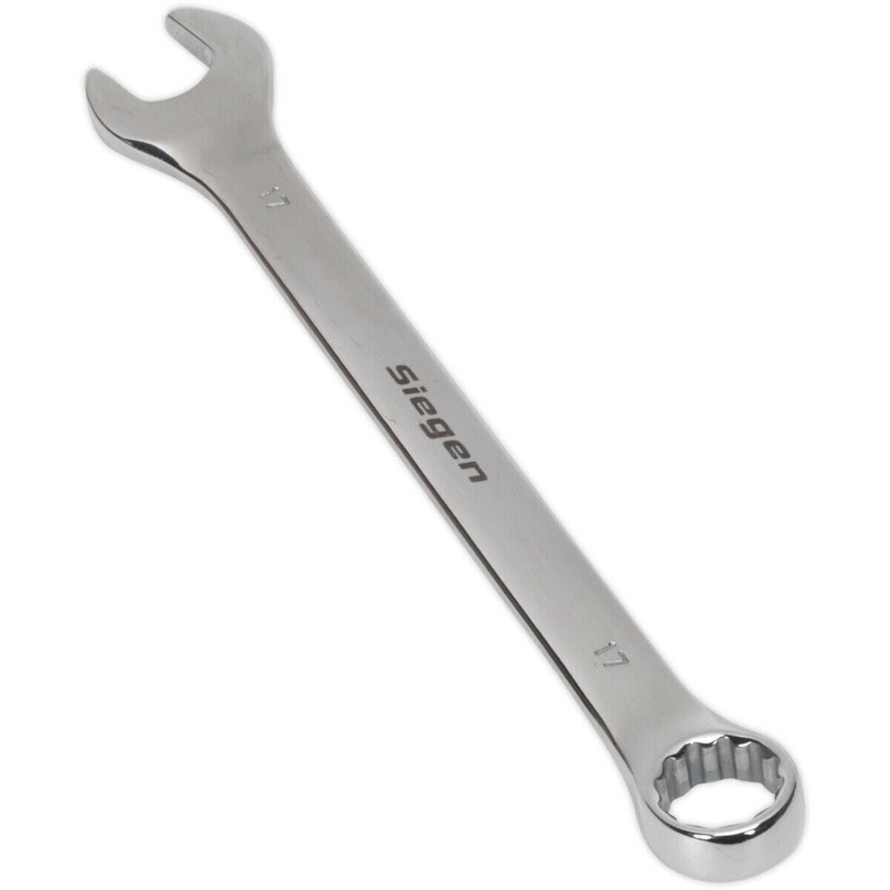 Hardened Steel Combination Spanner - 17mm - Polished Chrome Vanadium Wrench