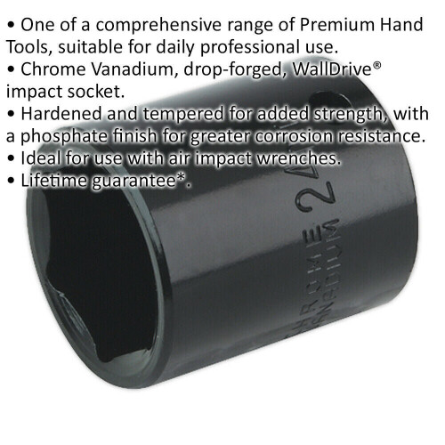 Loops 24mm Forged Impact Socket - 1/2 Inch Sq Drive - Chrome-Vanadium Wrench Socket 1