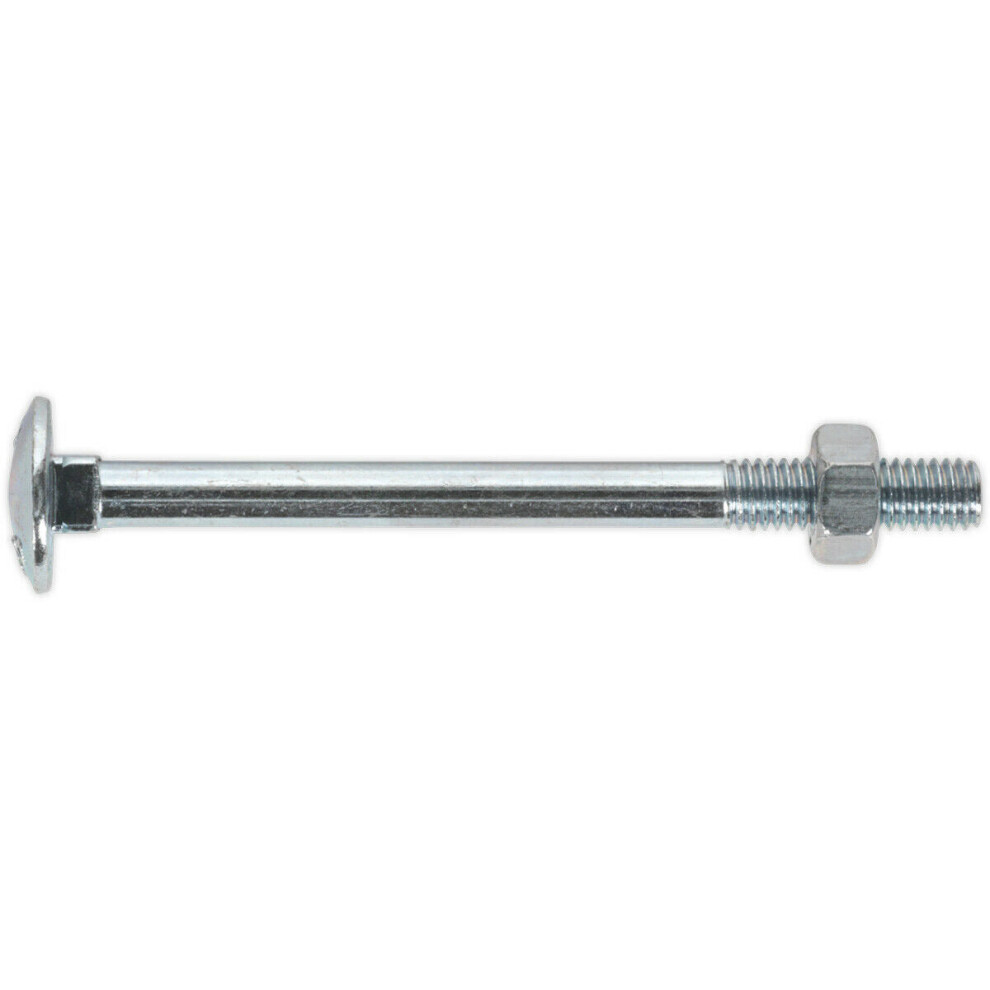 100 PACK Zinc Plated Coach Bolt and Nut - M6 x 75mm - 1.5mm Pitch - DIN 603