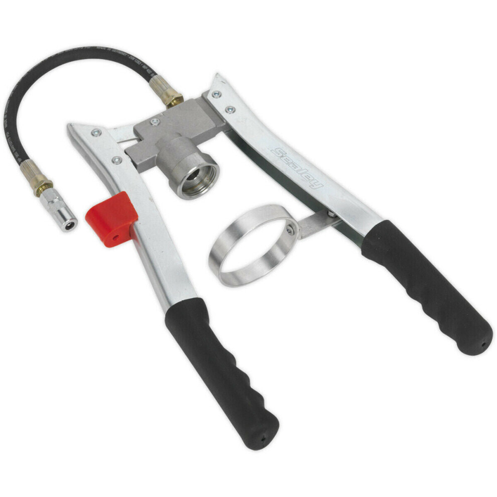 Double Lever Grease Gun - 300mm Delivery Hose - 1/4" BSPT Thread - 4 Jaw Coupler