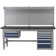 1.8m Complete Industrial Workstation & Cabinet Set - Back Panel Drawers Storage