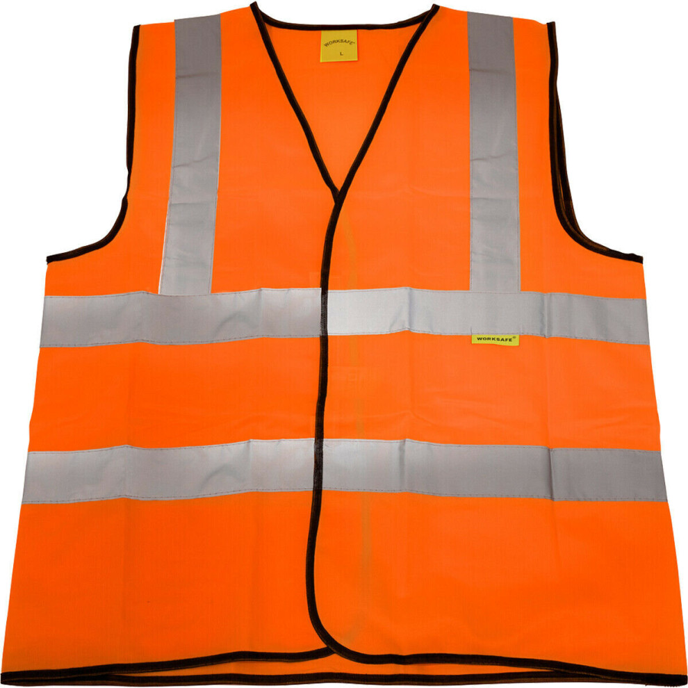 LARGE Orange  Hi Vis Waistcoat Ã¢ Work Site Road Builder Contractor Ã¢ Safety Wear