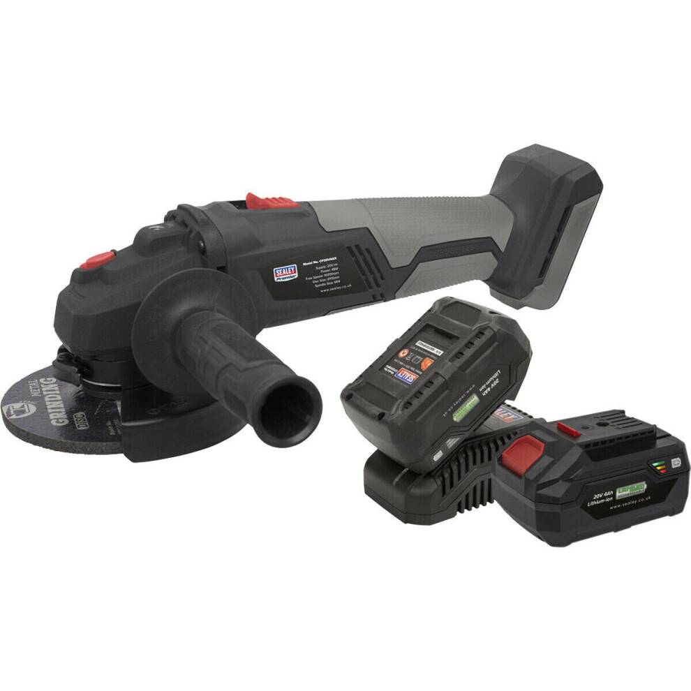 Loops 20V Brushless Angle Grinder Kit - Includes 2 X 4Ah Batteries & Charger - Bag