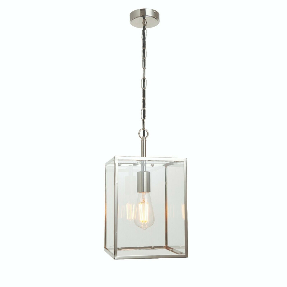Loops Ceiling Pendant Bright Nickel & Clear Glass 40W E27 Dimmable E10173 Light